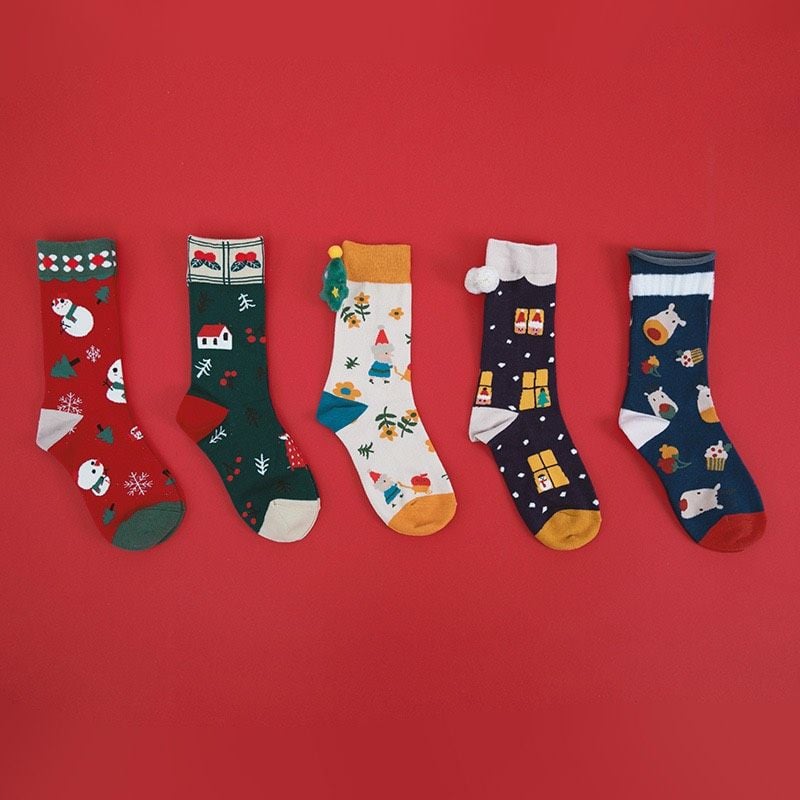  Set 5 Tất Giáng Sinh Kèm Túi 