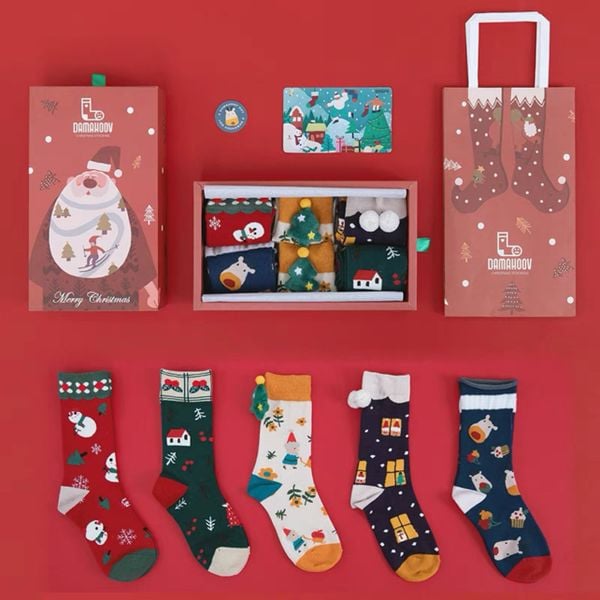  Set 5 Tất Giáng Sinh Kèm Túi 