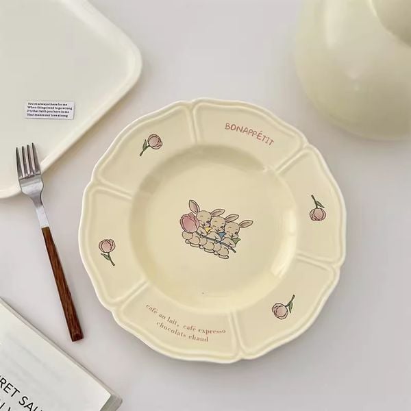  Set Tách, Đĩa Cream Bunny 