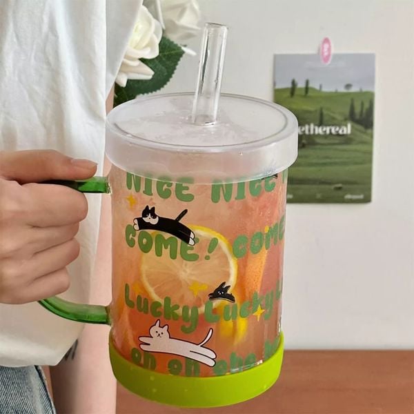  Cốc Mèo Thuỷ Tinh 