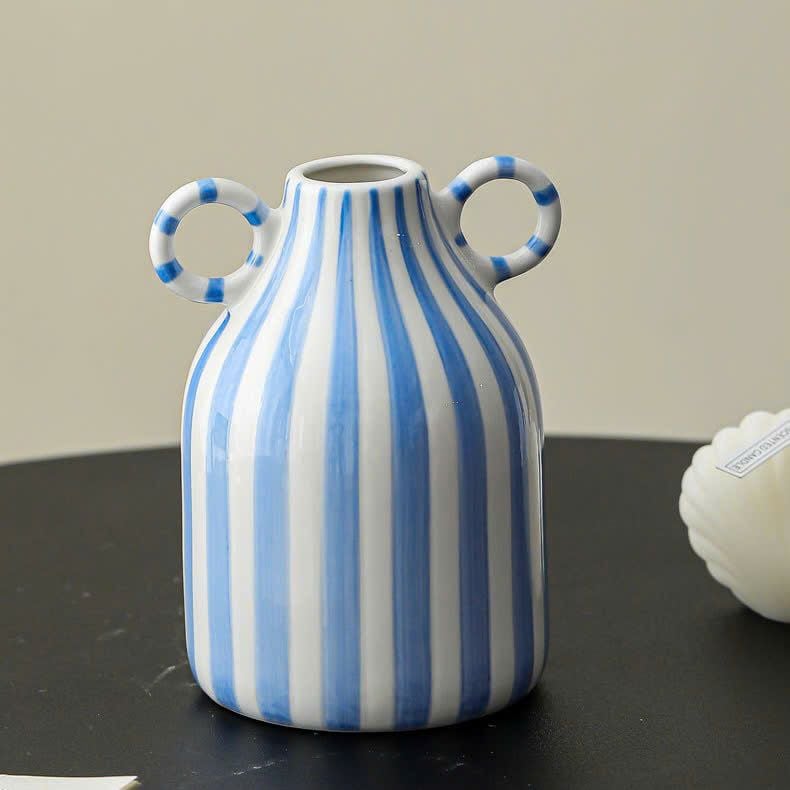  Bình Hoa Gốm Sọc Xanh 