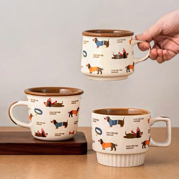  Cốc Đàn Cún Viền Nâu 