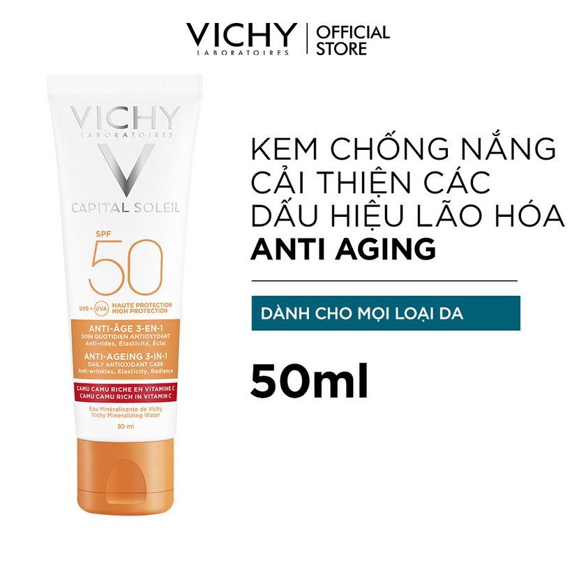  Kem Chống Nắng Chống Lão Hóa & Dưỡng Da SPF 50 PA+++ Ideal Soleil Anti-Ageing 50ml 