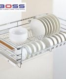 Giá bát đĩa dự trữ inox 304 ray âm giảm chấn BOSS BDVIP148-4