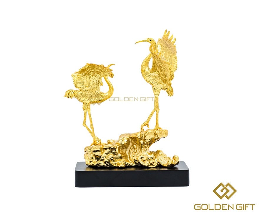 Đôi chim hạc uyên ương mạ vàng 24K, ý nghĩa Hạc phong thuỷ 2018