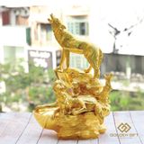 Tượng Khuyển Gia Quần Tụ mạ vàng