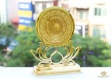 Mặt Trống Đồng mạ vàng - Đế hoa sen