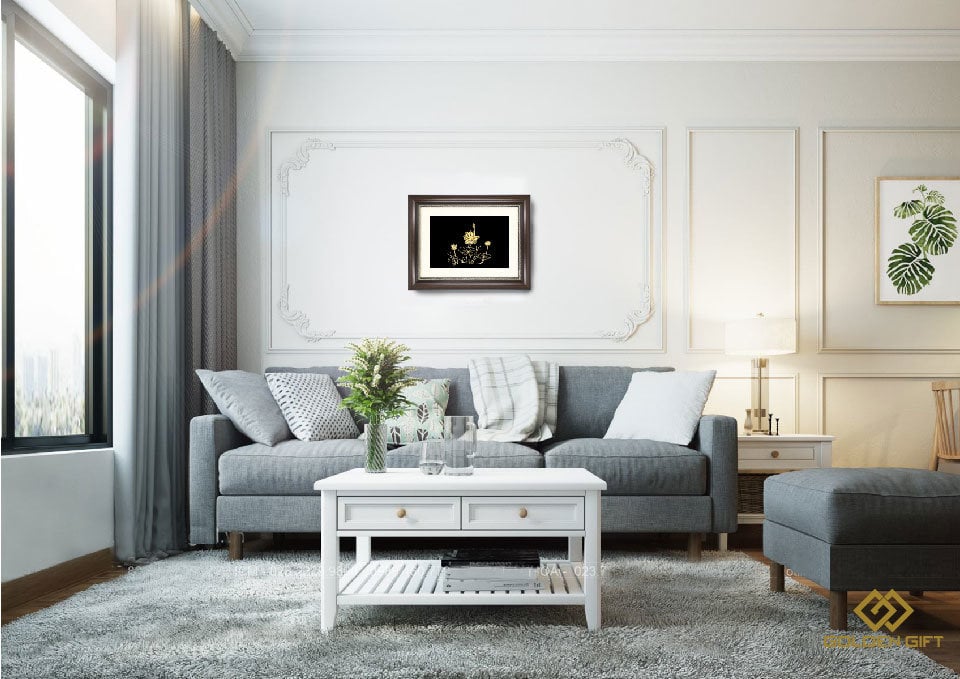 tranh mạ vàng 24k, quà tặng tranh đồng dát vàng, tranh thuyền buồm phong thủy