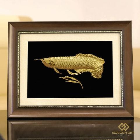 Tranh Cá Rồng phong thuỷ mạ vàng - TCRV01