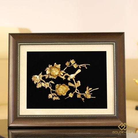 Tranh Hoa Mẫu Đơn mạ vàng 24K