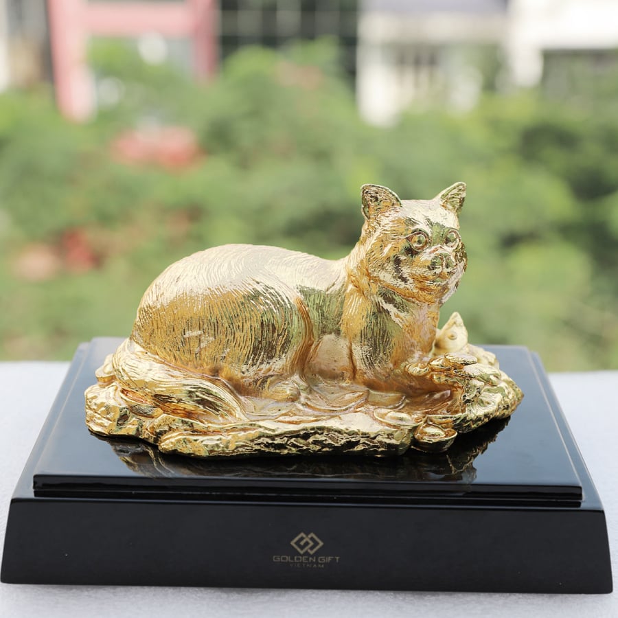 Tượng Mèo phong thủy mạ vàng 24K tuong meo vang an khoang fe690e6e73c243aab33e2d771d4058a4