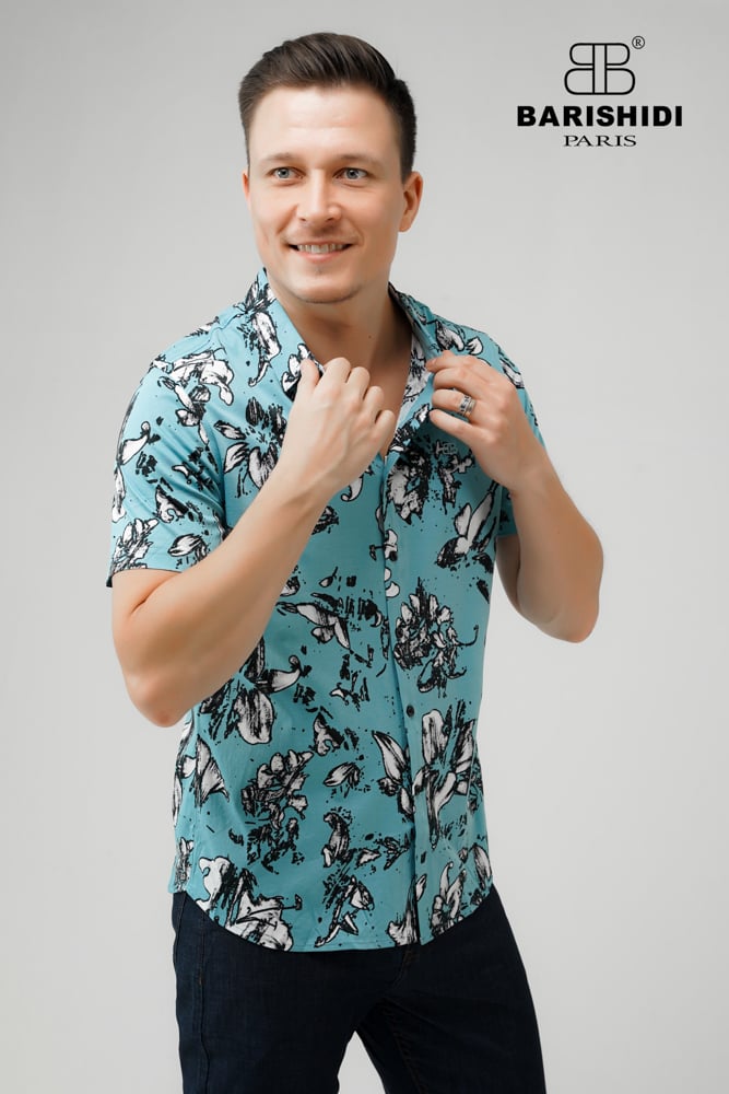 Sơ Mi Xuông Họa Tiết Trắng Xanh - SXN21-11-266