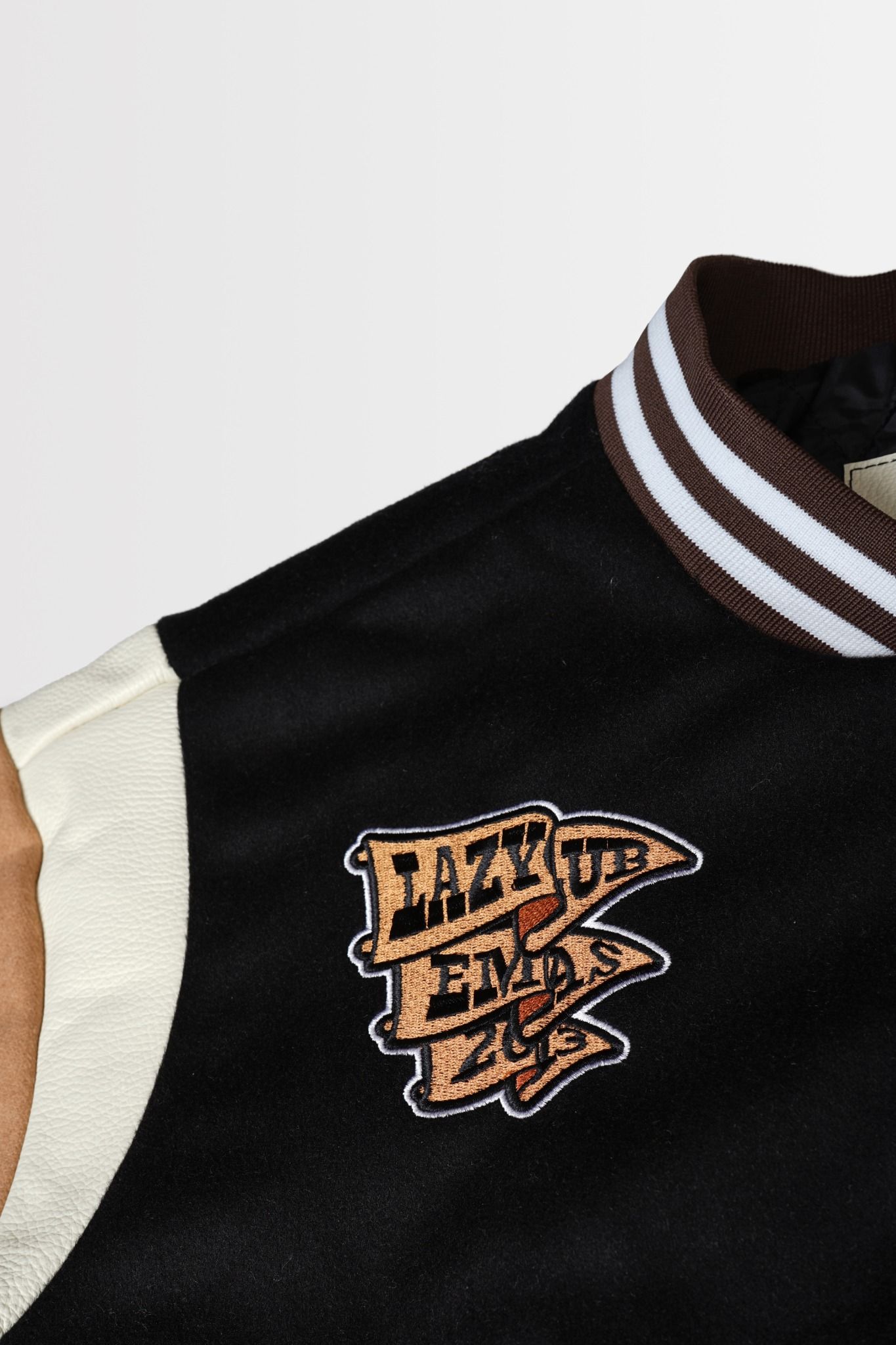  BLACK - BROWN BASEBALL VARSITY JACKET 