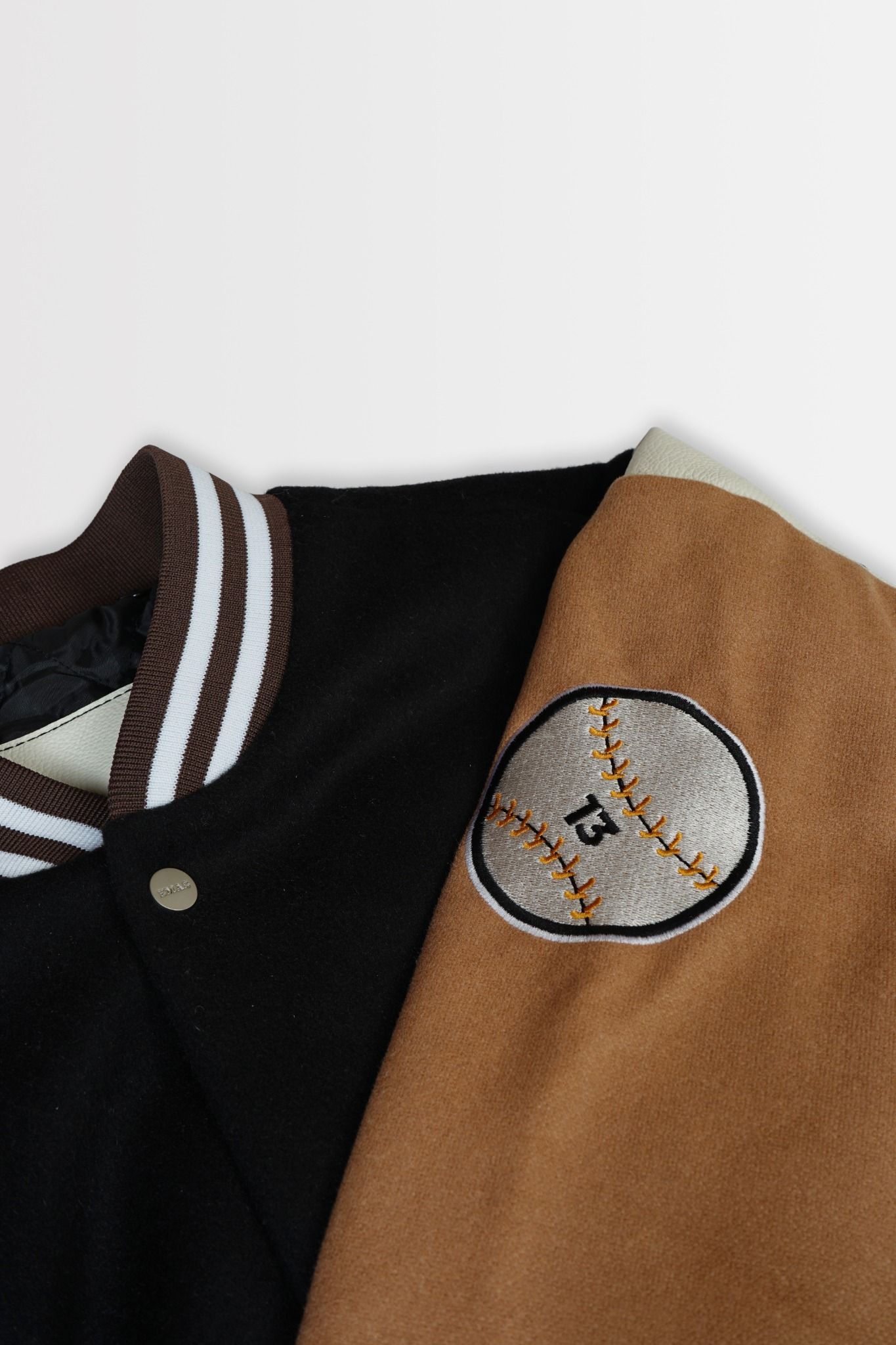  BLACK - BROWN BASEBALL VARSITY JACKET 