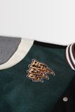  BLACK - GREEN - GREY BASEBALL VARSITY JACKET 