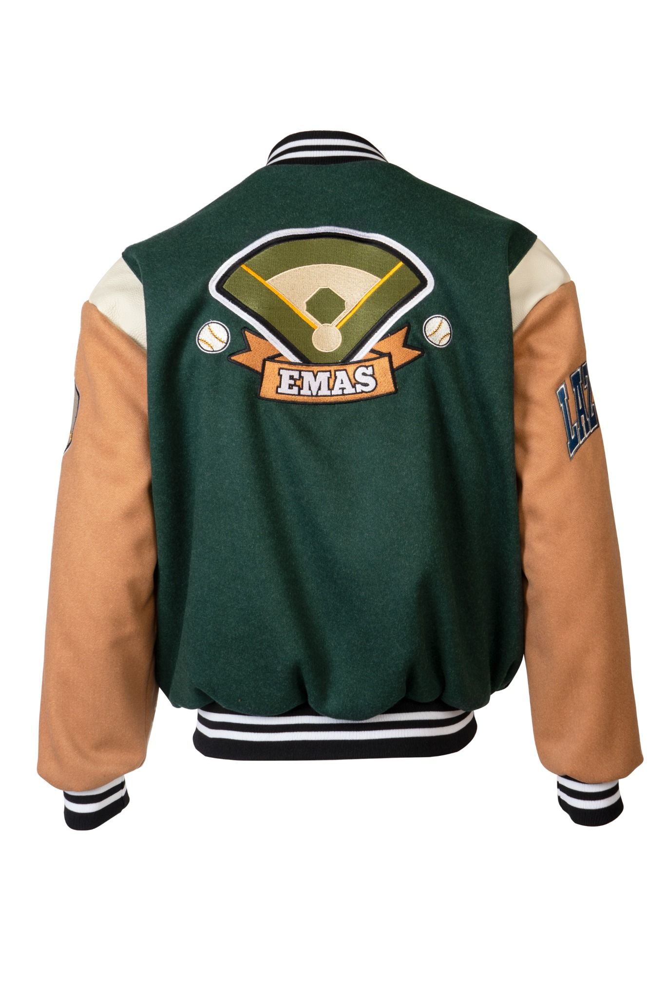  GREEN - BLACK - BROWN BASEBALL VARSITY JACKET 