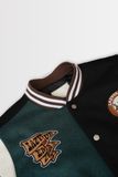  GREEN - BLACK - GREY BASEBALL VARSITY JACKET 