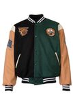  GREEN - BLACK - BROWN BASEBALL VARSITY JACKET 