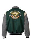  GREEN - BLACK - GREY BASEBALL VARSITY JACKET 