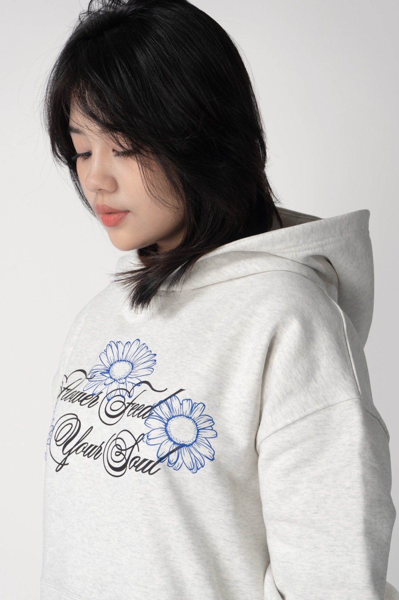  GREY FLOWER HOODIE 