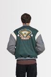  GREEN - BLACK - GREY BASEBALL VARSITY JACKET 