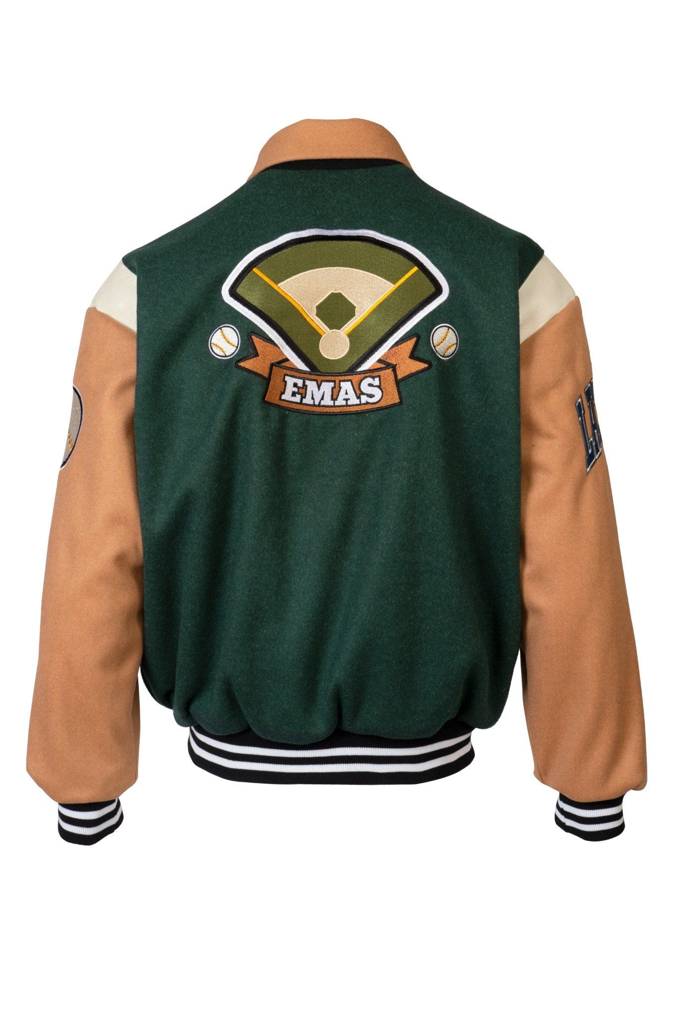  GREEN - BROWN BASEBALL VARSITY JACKET 