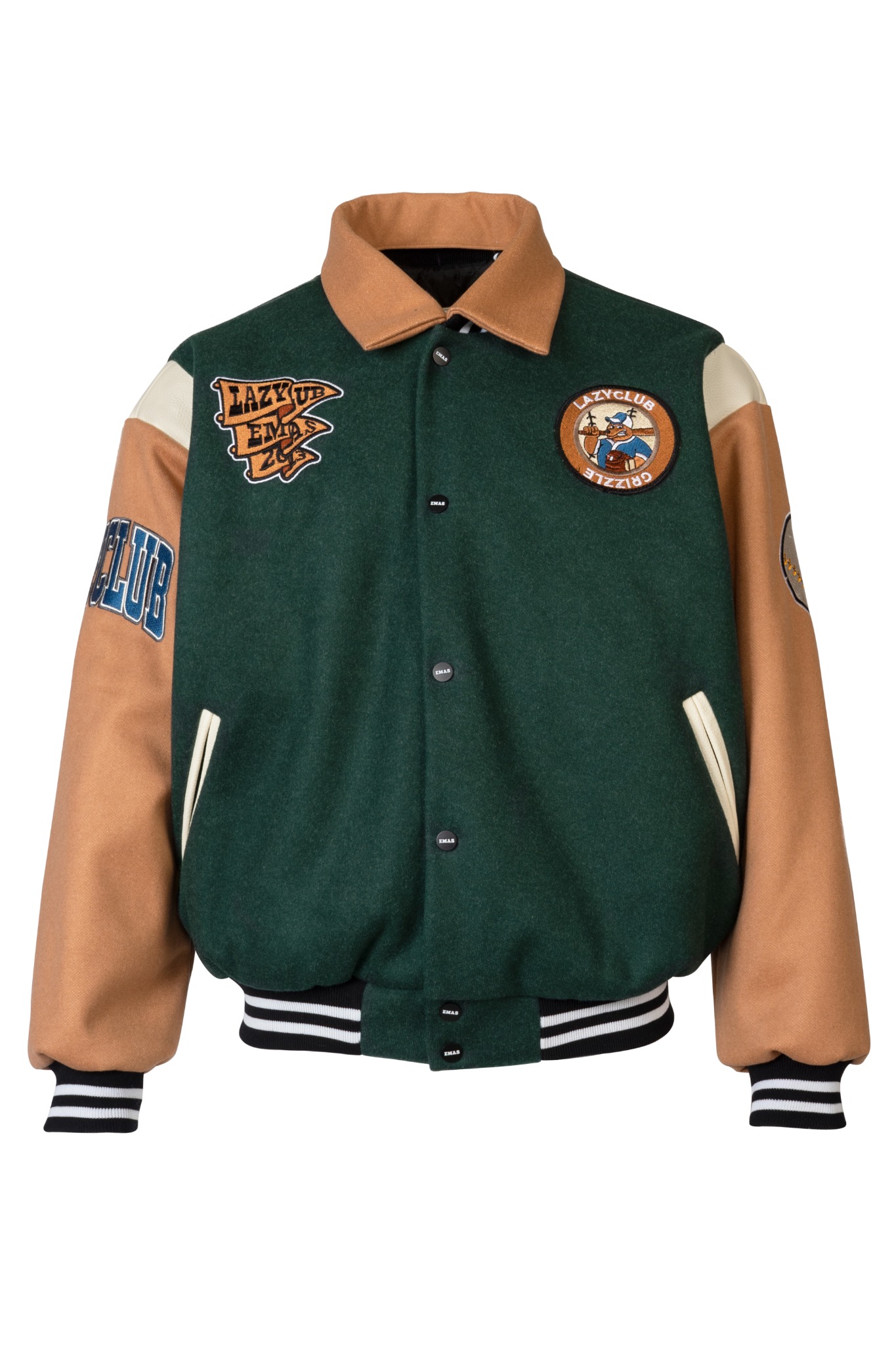  GREEN - BROWN BASEBALL VARSITY JACKET 