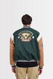  GREEN - BLACK - BROWN BASEBALL VARSITY JACKET 