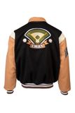  BLACK - BROWN BASEBALL VARSITY JACKET 