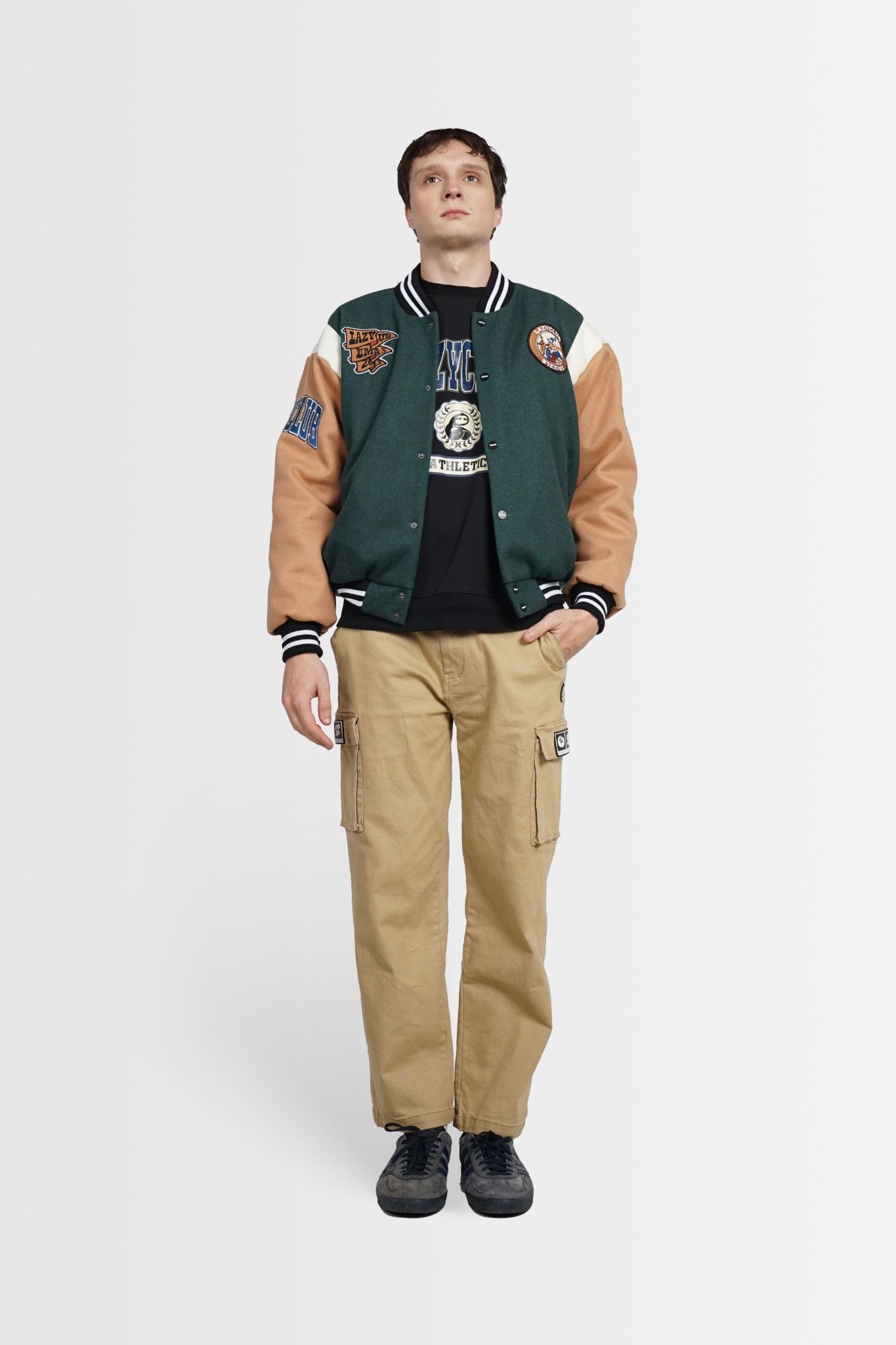  GREEN - BROWN BASEBALL VARSITY JACKET 