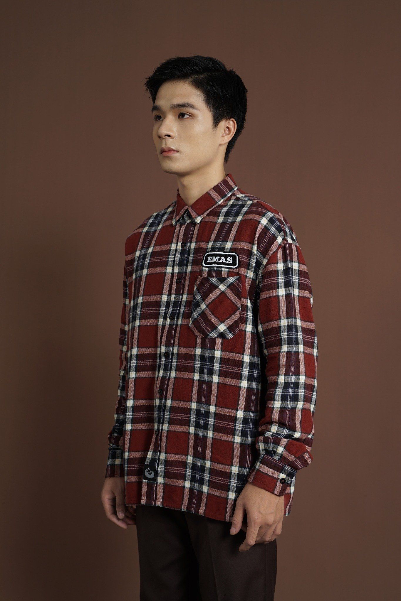  RED NAVY LOGO FLANNEL 