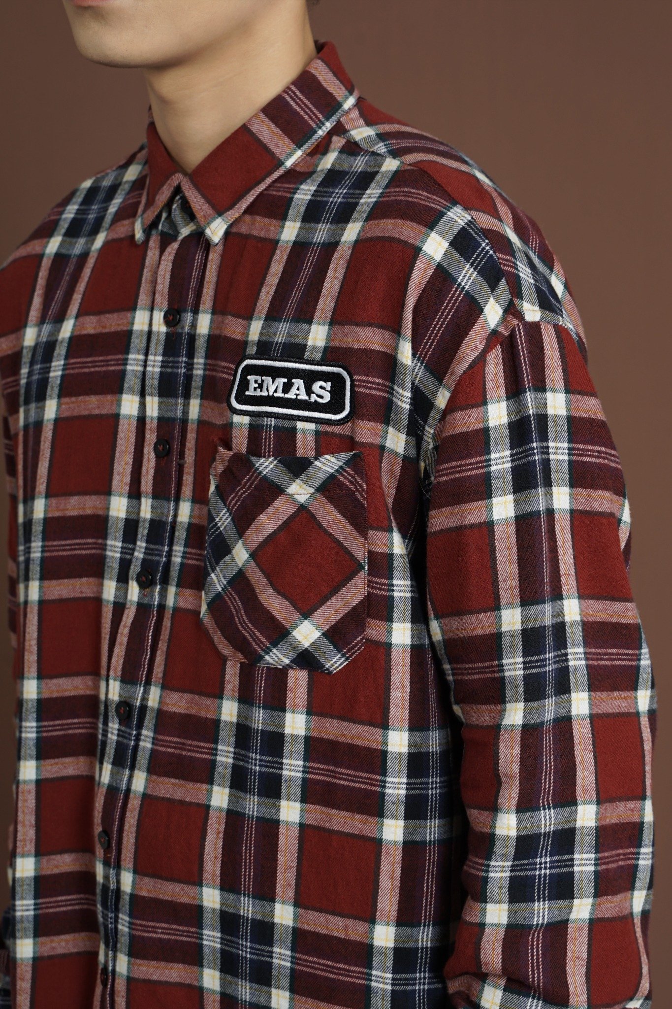  RED NAVY LOGO FLANNEL 