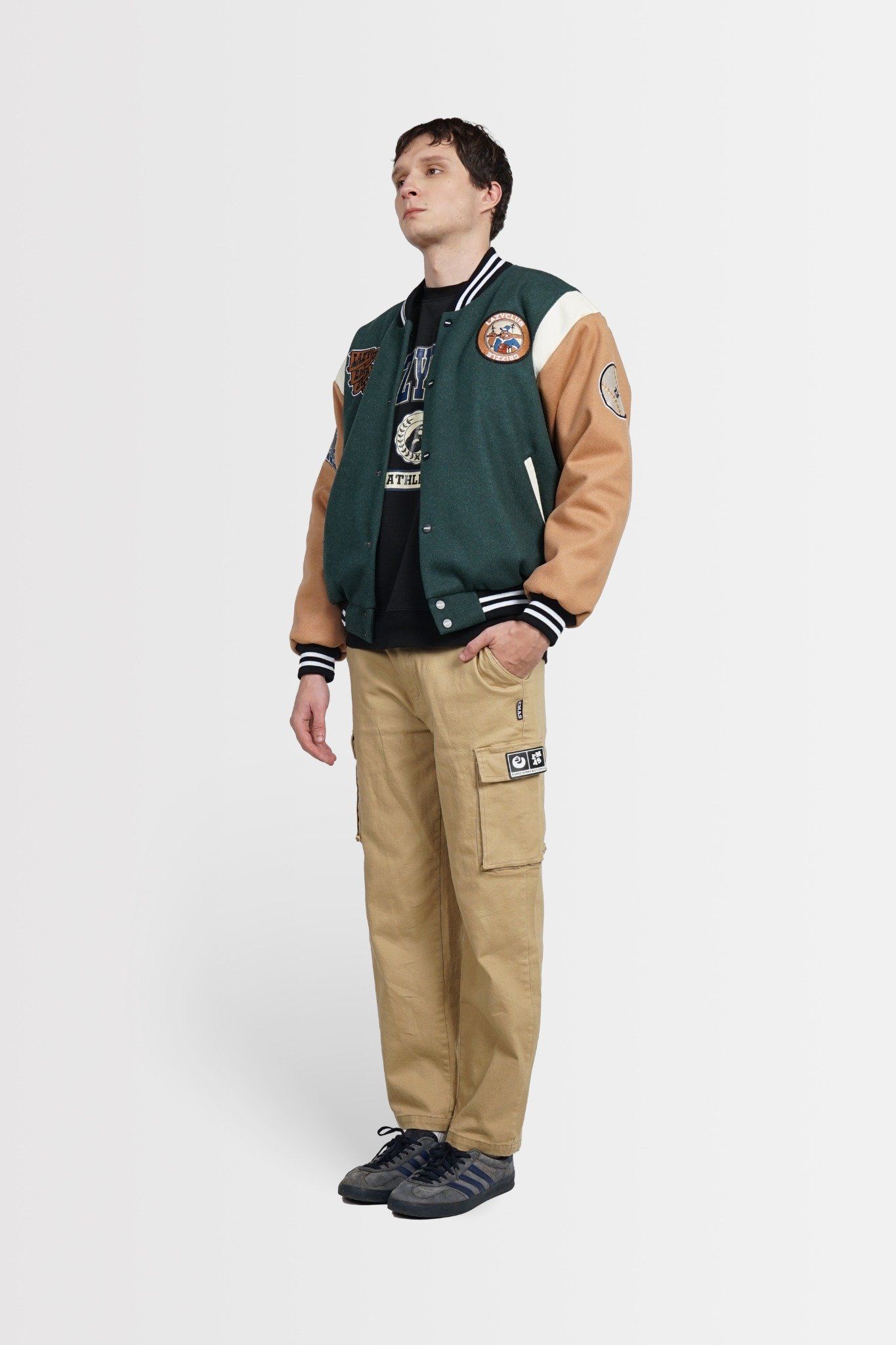  GREEN - BROWN BASEBALL VARSITY JACKET 