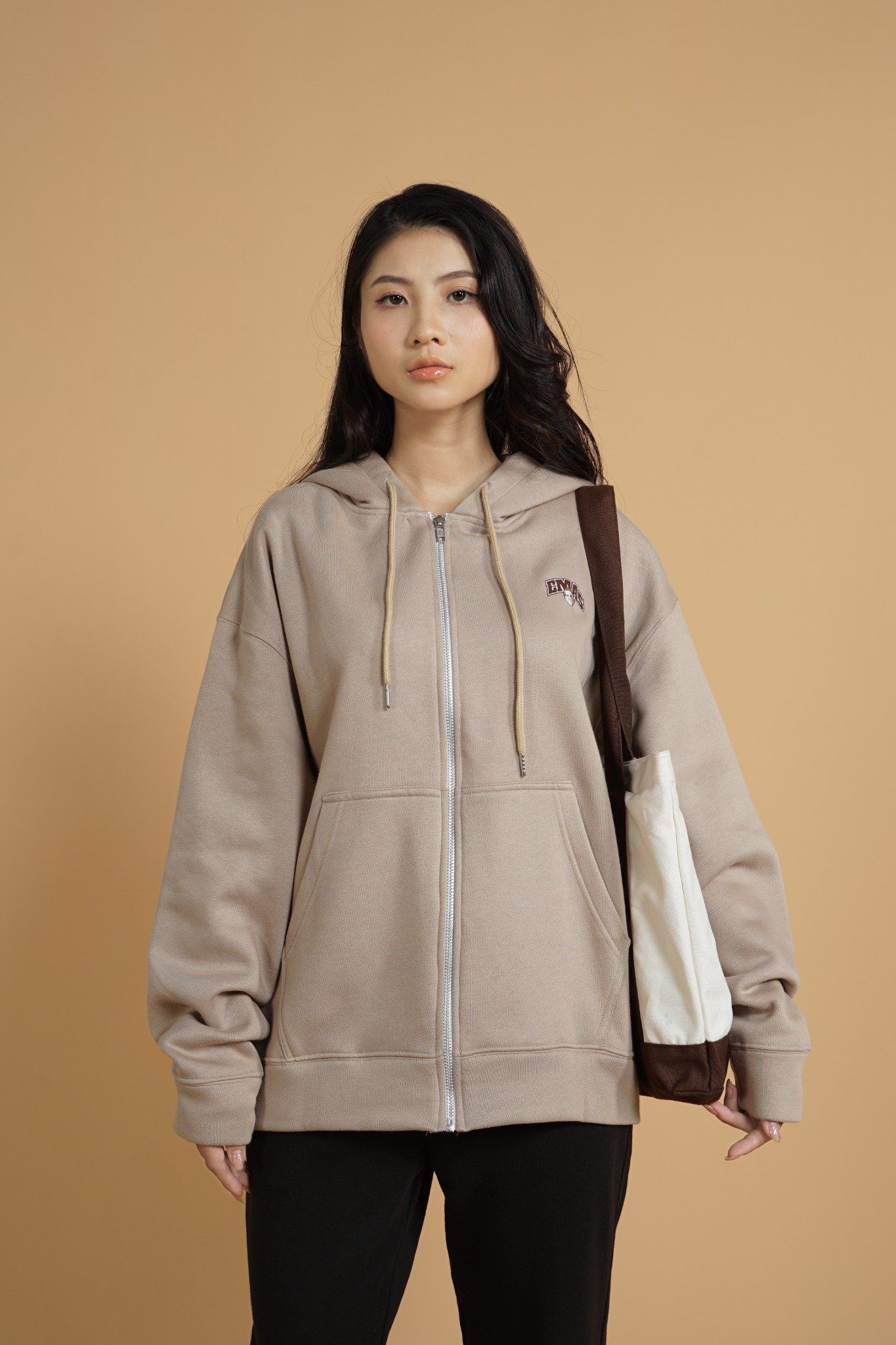  BEIGE SLOTHFACE HOODIEZIP 