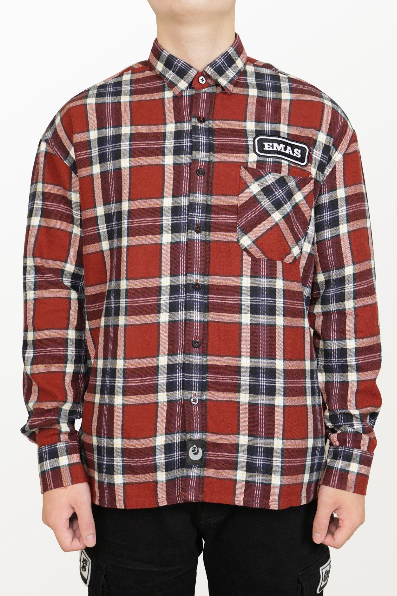  RED NAVY LOGO FLANNEL 
