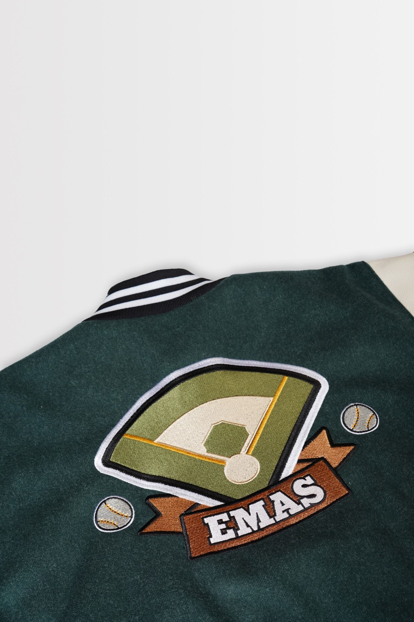  GREEN - BLACK - BROWN BASEBALL VARSITY JACKET 