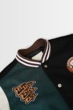  GREEN - BLACK - BROWN BASEBALL VARSITY JACKET 