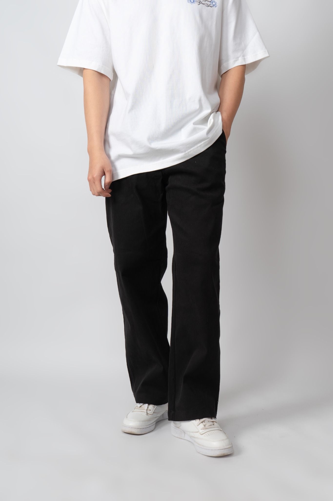  BLACK RELAXED FIT CHINO PANTS 