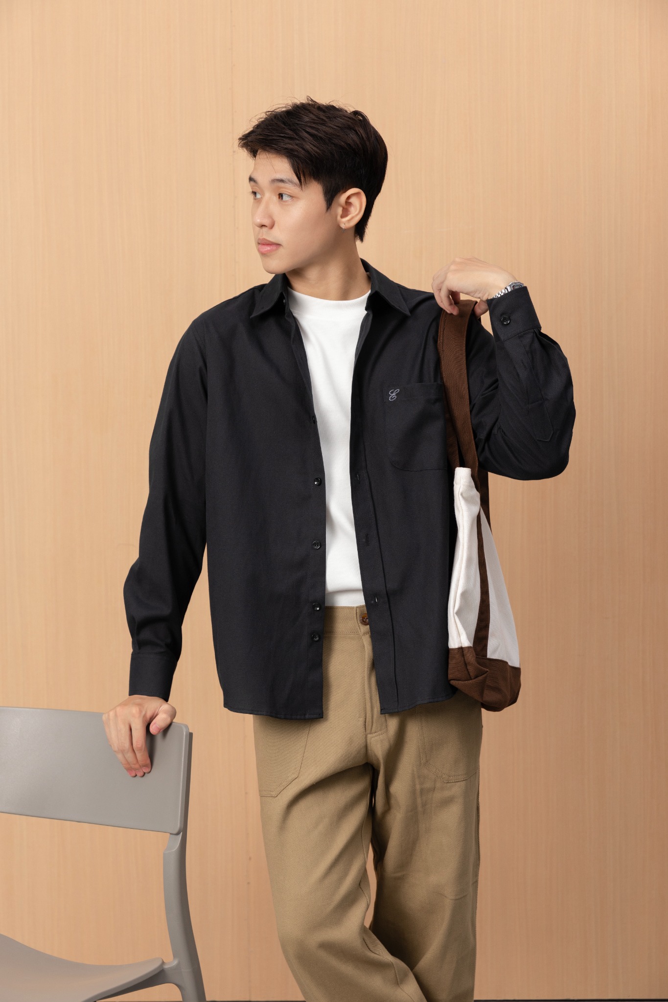  BLACK LONG OXFORD SHIRT 