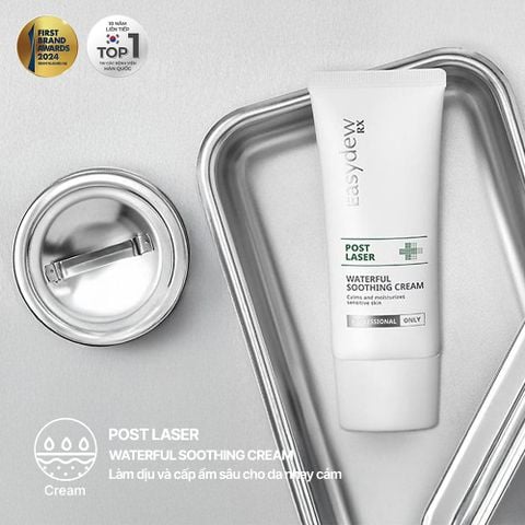  Kem Làm Dịu, Cấp Ẩm Hỗ Trợ Phục Hồi Da Tổn Thương, Kích Ứng Sau Laser, Peel, Lăn Kim Easydew Rx Post Laser Waterful Soothing Cream 50ml 
