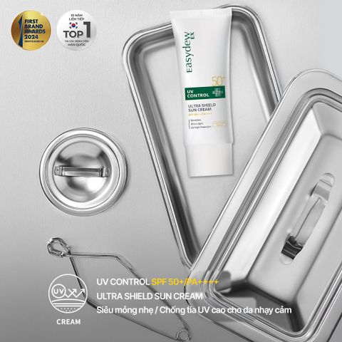  Kem Chống Nắng Mỏng Nhẹ, Thấm Nhanh Hỗ Trợ Phục Hồi Da Tổn Thương Easydew Ex UV Control Ultra Shield Sun Cream SPF50+ 50ml 