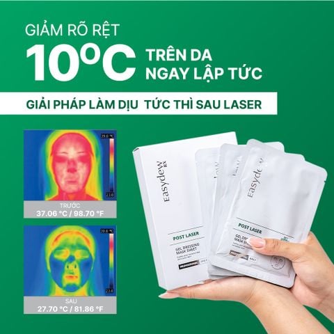  )Mặt Nạ Gel Hỗ Trợ Phục Hồi Da Tổn Thương, Kích Ứng Sau Laser, Peel, Lăn Kim Easydew Rx Post Laser Gel Dessing Mask Sheet 30ml (1 hộp) 