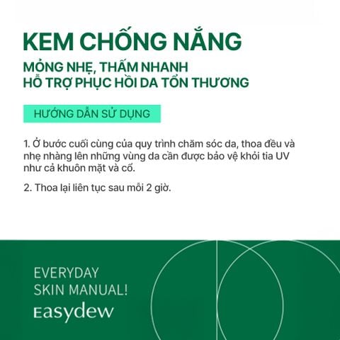  Kem Chống Nắng Mỏng Nhẹ, Thấm Nhanh Hỗ Trợ Phục Hồi Da Tổn Thương Easydew Ex UV Control Ultra Shield Sun Cream SPF50+ 50ml 