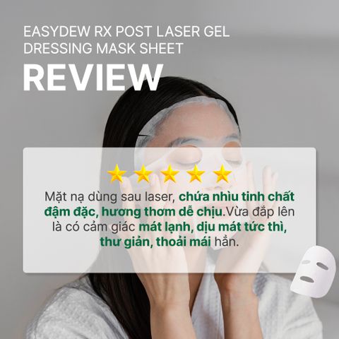  Mặt Nạ Gel Hỗ Trợ Phục Hồi Da Tổn Thương, Kích Ứng Sau Laser, Peel, Lăn Kim Easydew Rx Post Laser Gel Dessing Mask Sheet 30ml (Hộp 5 miếng) 