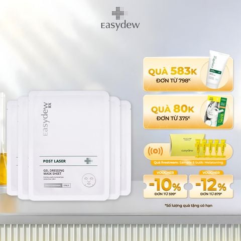  Mặt Nạ Gel Hỗ Trợ Phục Hồi Da Tổn Thương, Kích Ứng Sau Laser, Peel, Lăn Kim Easydew Rx Post Laser Gel Dessing Mask Sheet 30ml (Hộp 5 miếng) 