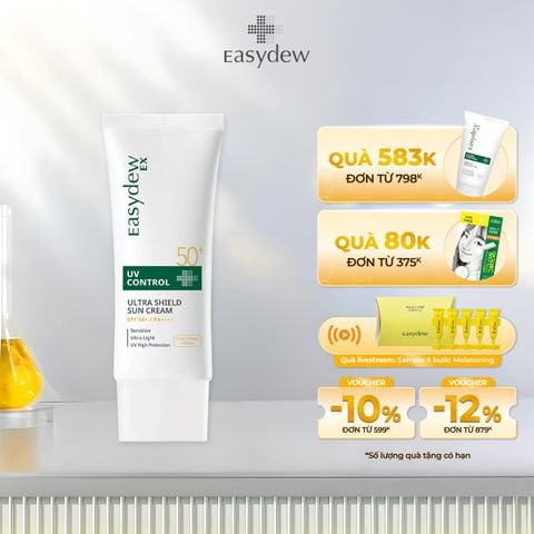  Kem Chống Nắng Mỏng Nhẹ, Thấm Nhanh Hỗ Trợ Phục Hồi Da Tổn Thương Easydew Ex UV Control Ultra Shield Sun Cream SPF50+ 50ml 