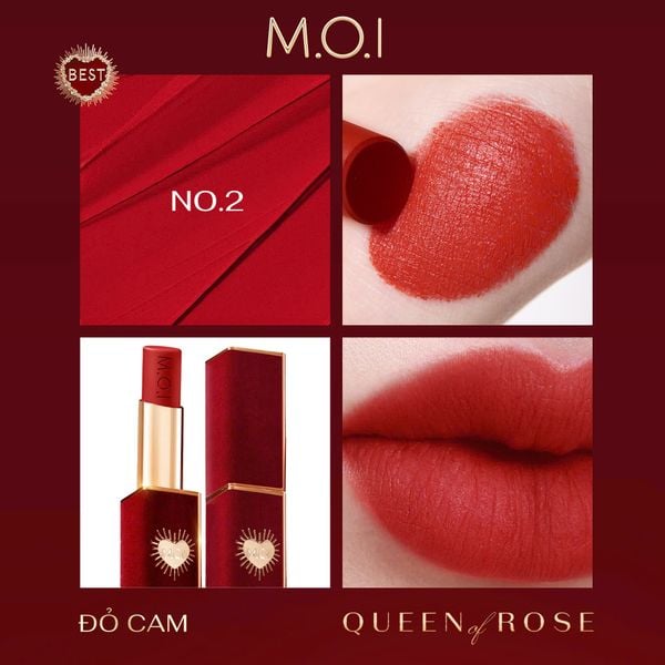  No.2 - Đỏ Cam - Son Thỏi Queen Of Rose 2025 