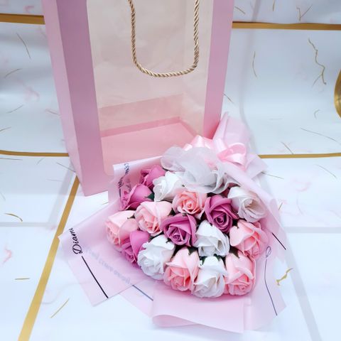 Bó hoa hồng sáp thơm 15 bông cao cấp