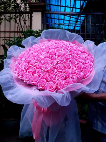 Hoa Sáp Bó 99 Bông Hồng Phấn
