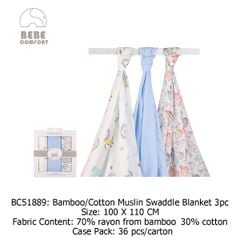 Set 3 chăn, khăn đa năng sợi tre Bebe Comfort Luvable